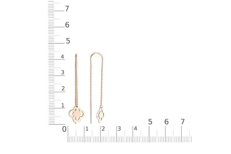 Серьги-продёвки Клевер из красного золота без вставок