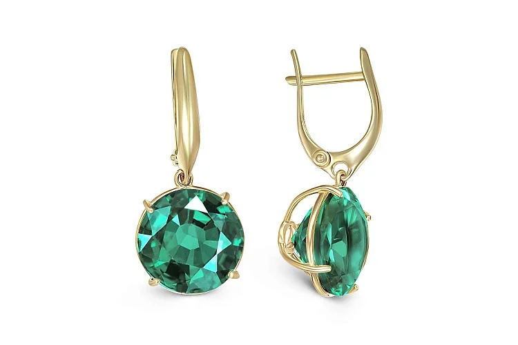 Серьги из жёлтого золота с 2 кварцами