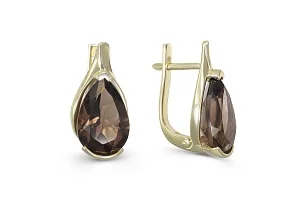 Серьги из жёлтого золота с 2 раухтопазами