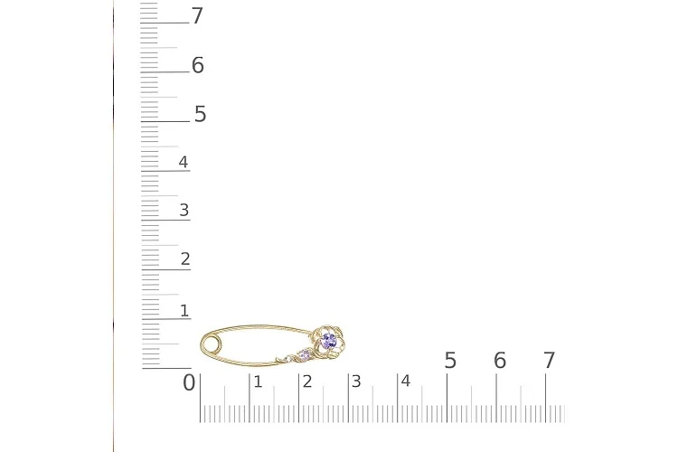 Булавка Цветок из жёлтого золота с 2 танзанитами и бриллиантом