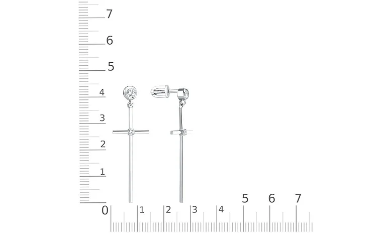 Серьги-пусеты Кресты из белого золота с 4 муассанитами