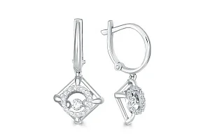 Серьги Квадраты из белого золота с 30 фианитами