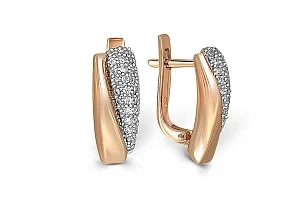 Серьги из красного золота с 50 фианитами