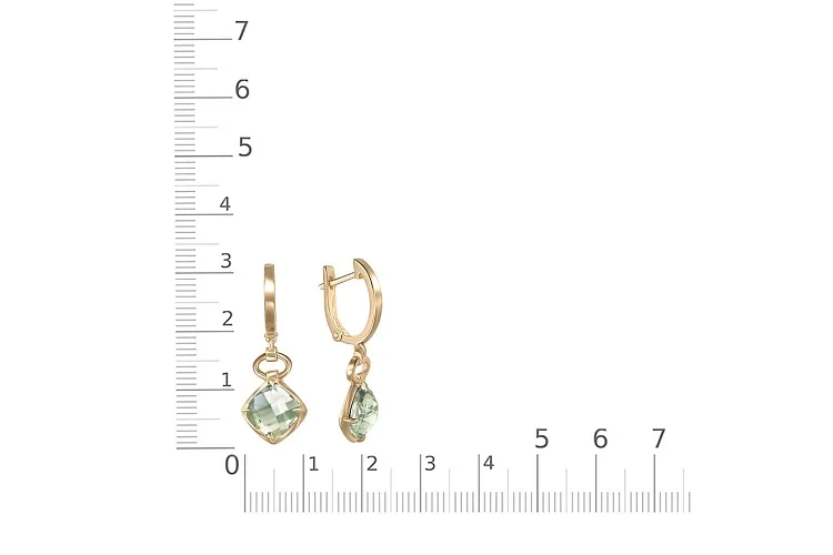 Серьги из жёлтого золота с 2 аметистами