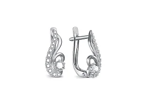 Серьги из белого золота с 26 фианитами