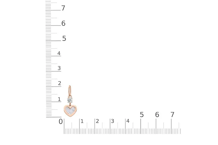 Подвеска Сердце из красного золота с перламутром и фианитом