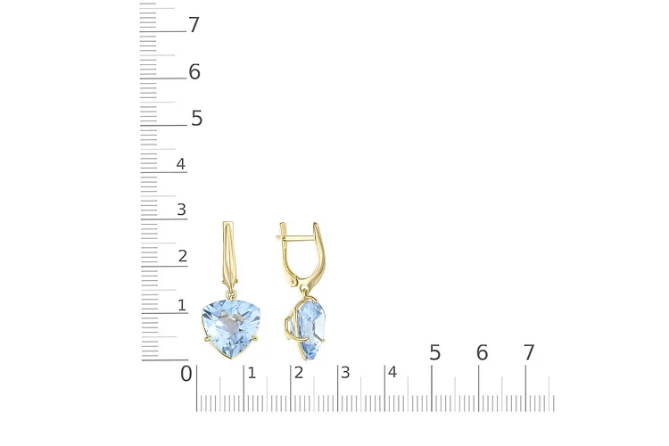 Серьги из жёлтого золота с 2 топазами sky