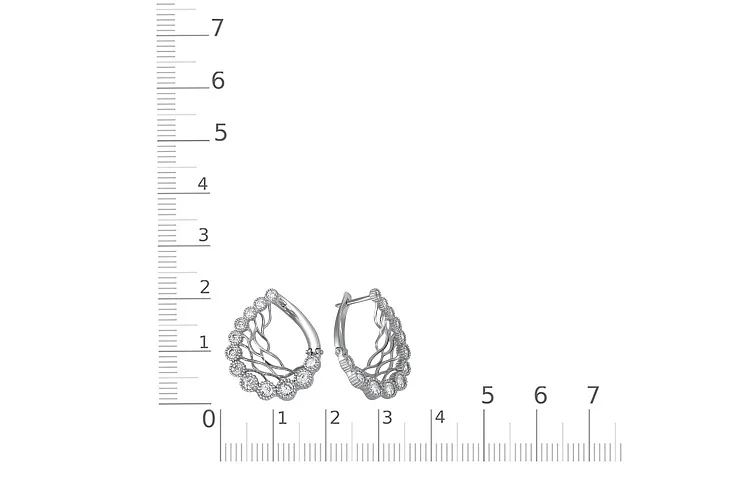 Серьги из белого золота с 24 фианитами