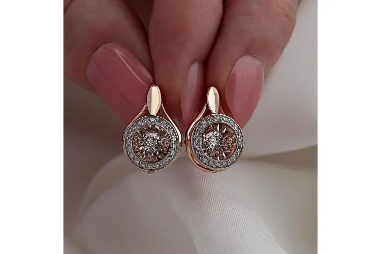 Серьги из красного золота с 42 бриллиантами