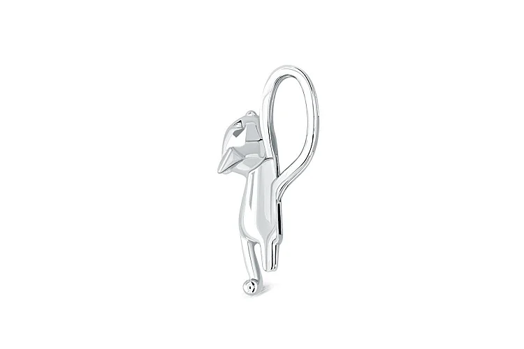 Подвеска Кошка из белого золота без вставок