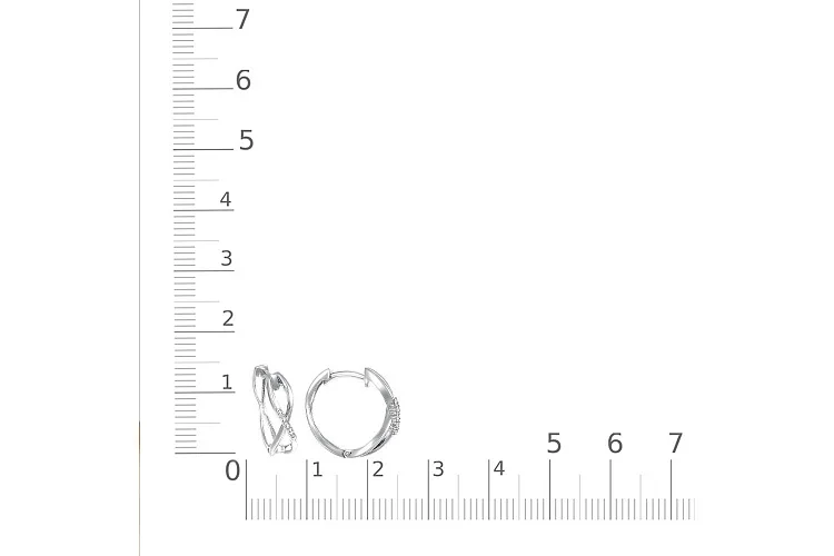 Серьги из белого золота с 10 фианитами