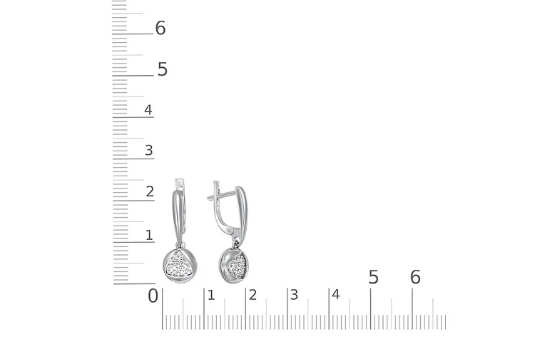 Серьги из белого золота с 68 фианитами