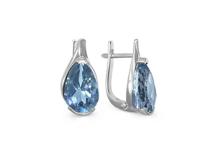 Серьги из белого золота с 2 топазами лондон