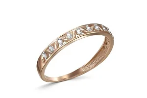 Кольцо Дорожка из красного золота с 12 фианитами