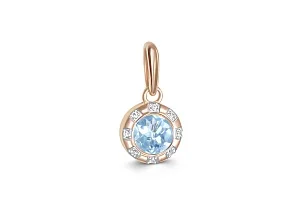 Подвеска из красного золота с топазом sky и 8 фианитами