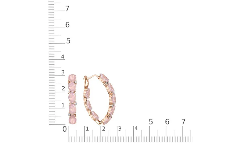 Серьги из красного золота с 16 кварцами и 8 фианитами