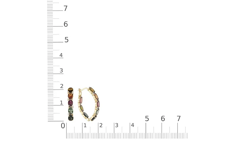 Серьги из жёлтого золота с 16 турмалинами и 8 фианитами