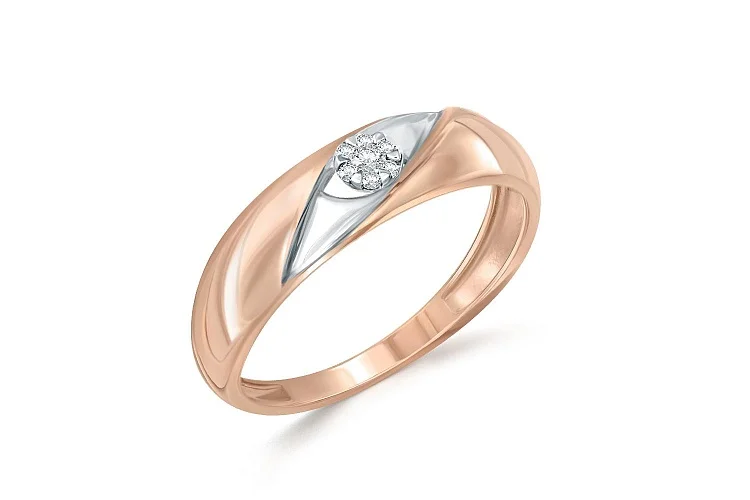 Кольцо Малинка из красного золота с 7 фианитами