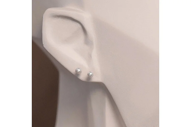 Серьги-пусеты из красного золота с 2 жемчужинами