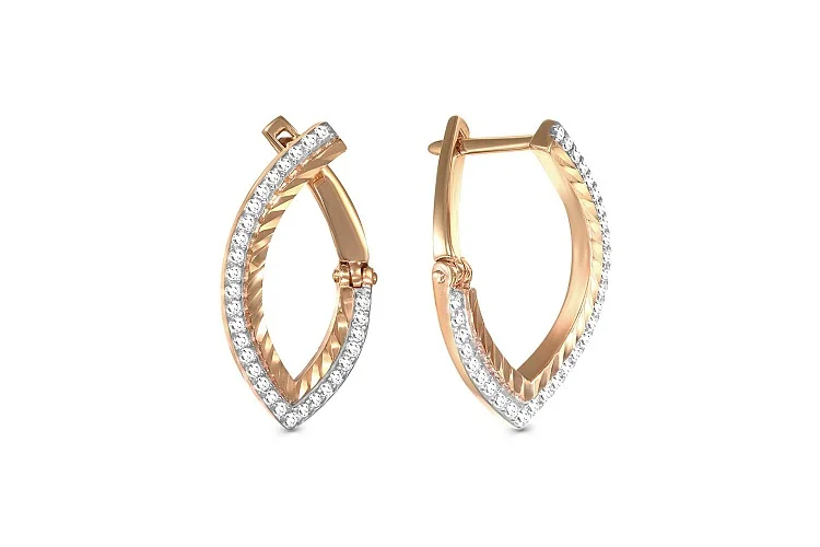 Серьги Дорожки из красного золота с 60 фианитами