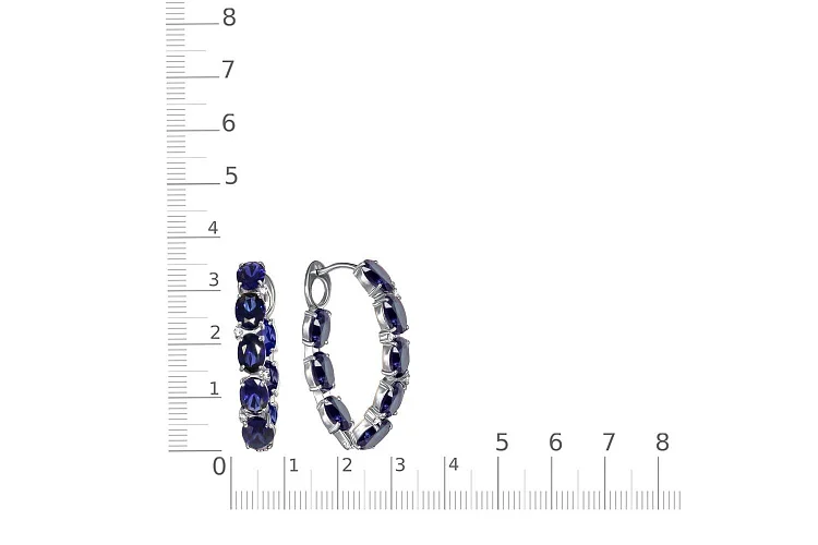 Серьги из белого золота с 16 корундами и 8 фианитами