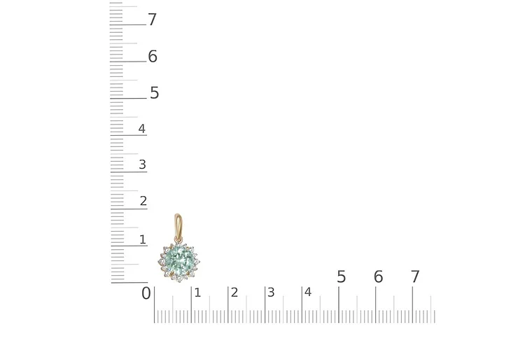Подвеска Цветок из жёлтого золота с празиолитом и 16 фианитами