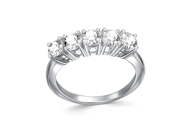 Кольцо Дорожка из белого золота с 5 фианитами