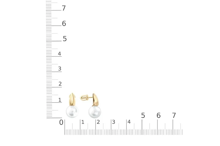 Серьги-пусеты из жёлтого золота с 2 жемчужинами