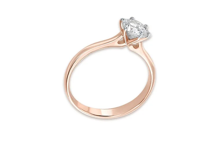 Кольцо из красного золота с выращенным бриллиантом