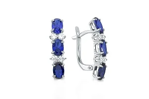 Серьги из белого золота с 14 фианитами