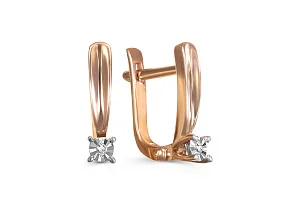 Серьги из красного золота с 2 бриллиантами