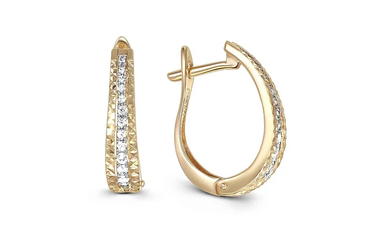 Серьги Дорожки из жёлтого золота с 24 фианитами