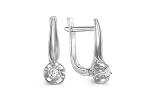 Серьги из белого золота с 2 бриллиантами