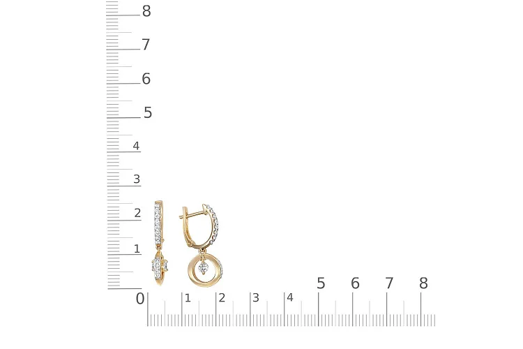 Серьги из жёлтого золота с 20 фианитами