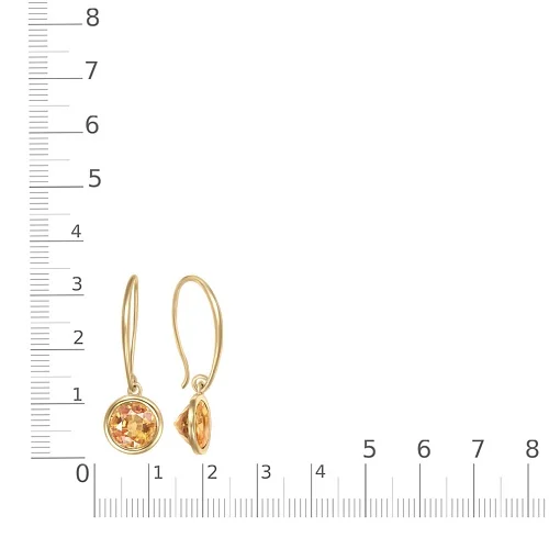 Серьги из жёлтого золота с 2 цитринами