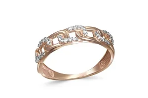 Кольцо из красного золота с 30 фианитами