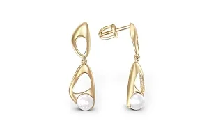 Серьги-пусеты из жёлтого золота с 2 жемчужинами