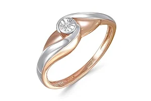 Кольцо из красного золота с бриллиантом