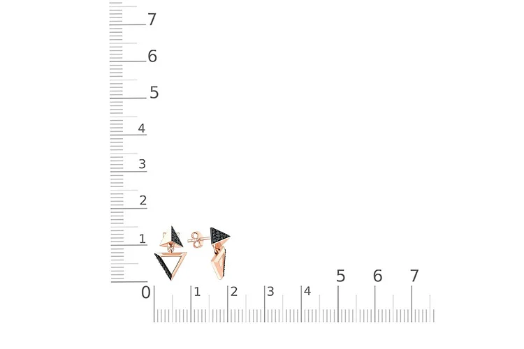 Серьги-пусеты Треугольники из красного золота с 30 фианитами