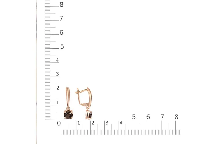 Серьги из красного золота с 2 раухтопазами