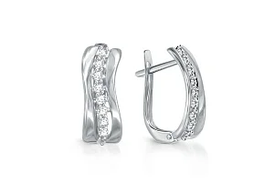 Серьги из белого золота с 18 фианитами