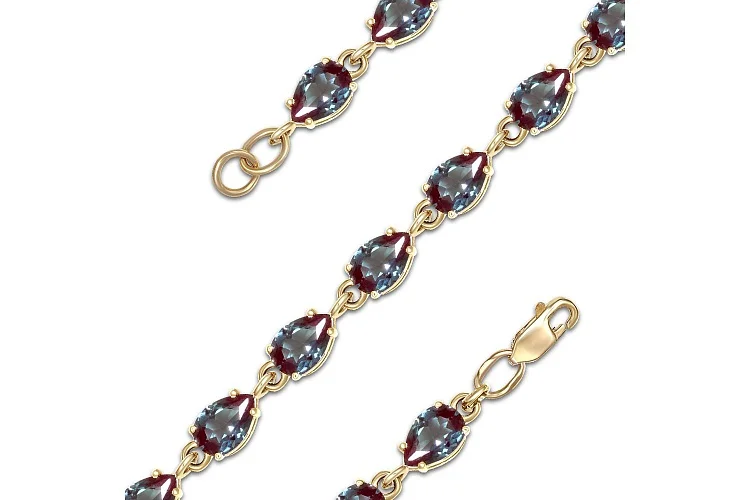 Браслет Дорожка из жёлтого золота с 18 александритами