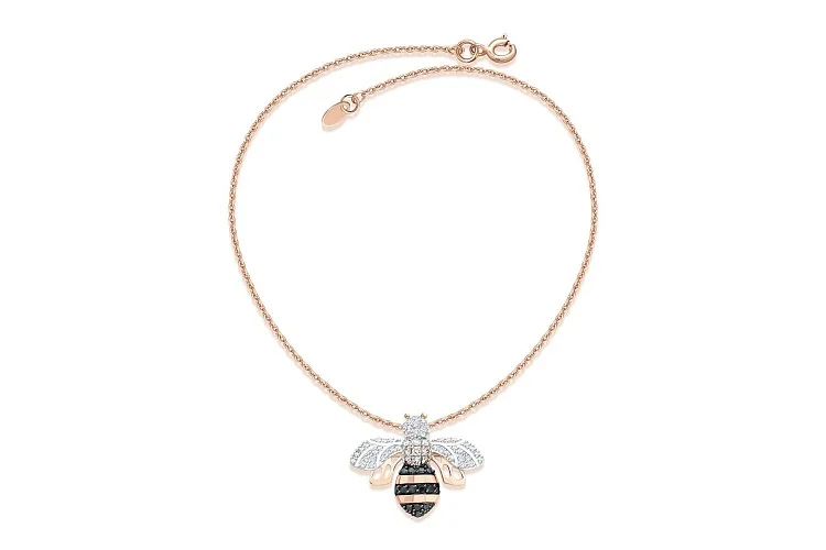 Колье Пчела из красного золота с 68 бриллиантами