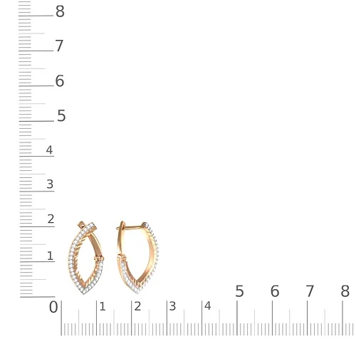 Серьги Дорожки из красного золота с 60 фианитами