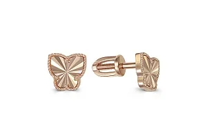 Серьги-пусеты Бабочки из красного золота без вставок