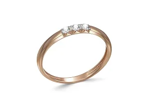 Кольцо из красного золота с 3 фианитами