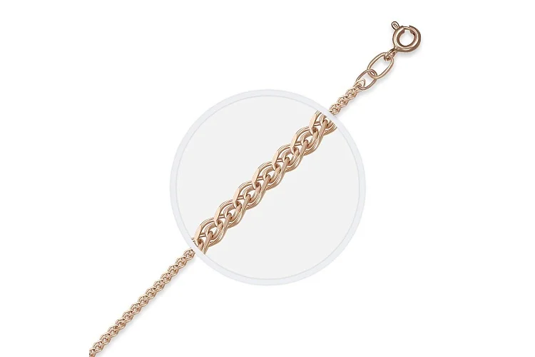 Цепь плетение нонна ⌀ нити 0,35 мм  из красного золота