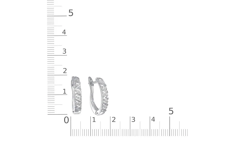 Серьги из белого золота с 30 фианитами