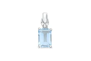 Подвеска из белого золота с топазом sky и 3 бриллиантами