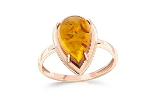 Кольцо из красного золота с янтарём